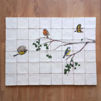 OUTLET ITEM - Tile tableau Little birds on branch