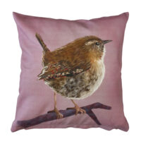 Handmade Cushion Cover Wren on lilac