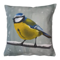Handmade Cushion Cover Winter Blue Tit