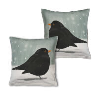 Handmade Cushion Cover Winter - Set 2 Blackbirds