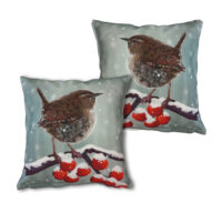 Handmade Cushion Cover Winter - Set 2 Wrens