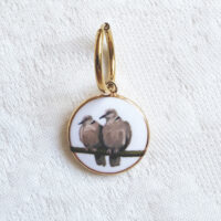 Collared Dove - Earring with illustration